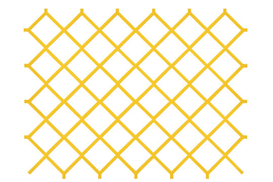 Geometric yellow pattern featuring intersecting sticks creating diamond shapes, transparent background, suitable for design projects