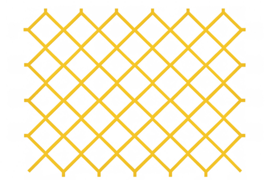 Geometric yellow pattern featuring intersecting sticks creating diamond shapes, transparent background, suitable for design projects