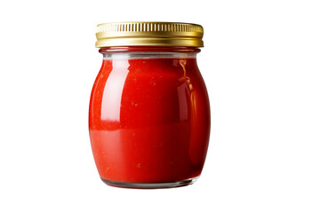 glass jar with tomato ketchup