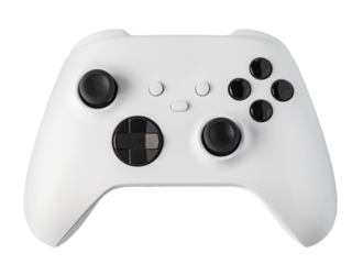 White gamepad controller isolated on transparent background