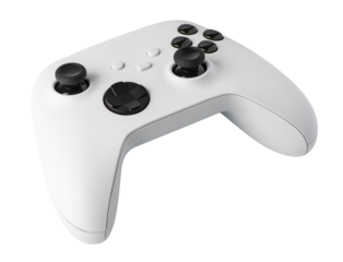 White gamepad floating on transparent background, ready for gaming action