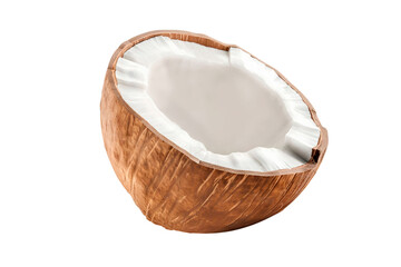 half coconut on transparent background