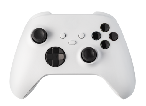 White gamepad controller isolated on transparent background