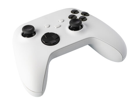White gamepad floating on transparent background, ready for gaming action