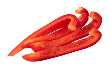 Sliced red bell pepper with transparent background for easy integration