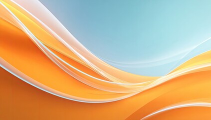 Abstract background of flowing, orange and light blue waves. Soft gradients and smooth curves create a sense of movement and fluidity