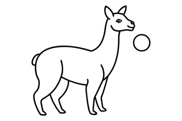 Elegant Llama Illustration Standing Tall Beside a Simple Circle Evoking Simplicity and Natural Charm in a Clean Black and White Design
