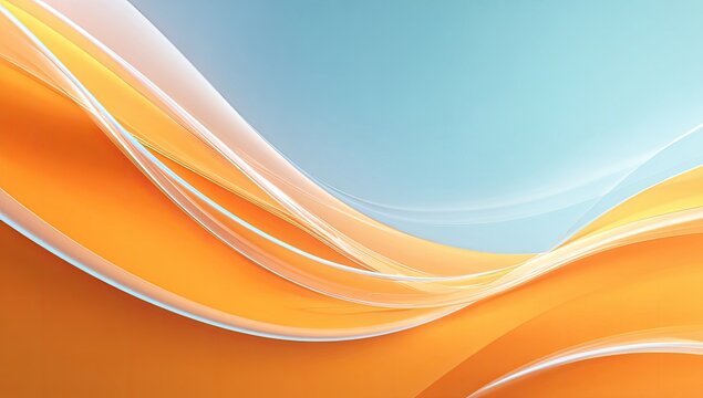 Abstract background of flowing, orange and light blue waves.  Soft gradients and smooth curves create a sense of movement and fluidity