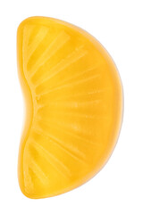 Orange fruit gummy candy slice isolated on transparent background