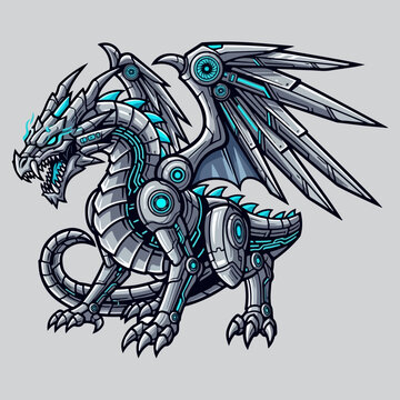 cybernetic dragon mascot vector illustration