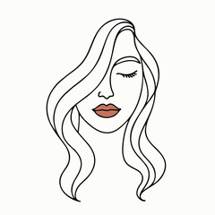 Abstract Art Portrait of a Woman vector illustration art with background