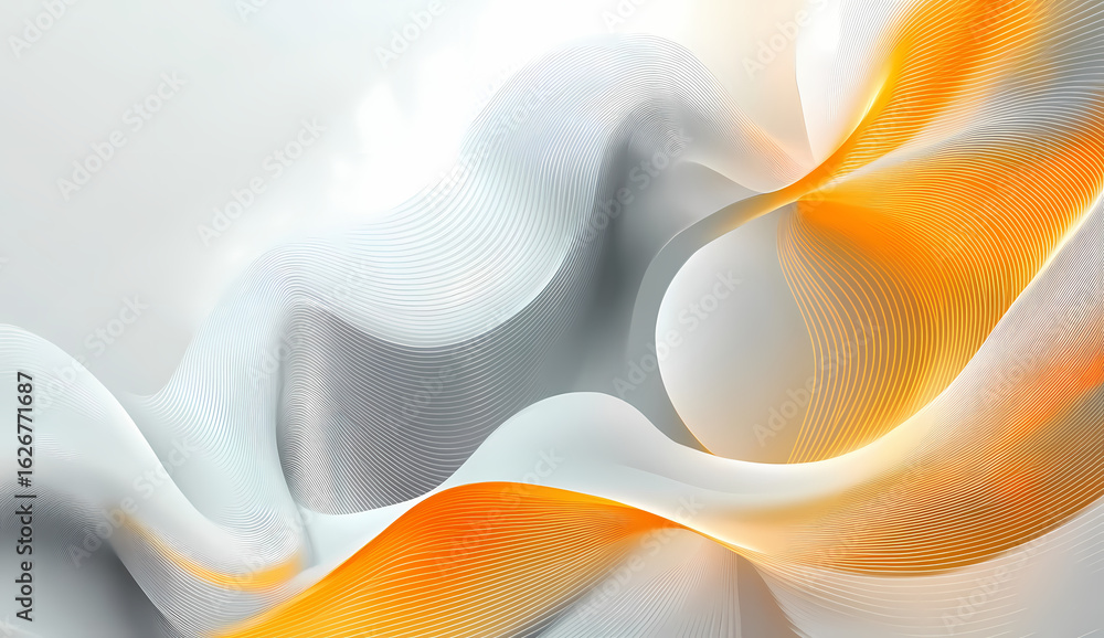 Aufkleber dynamic abstract orange and grey flowing lines with a modern elegant design, creating a soft, ethere