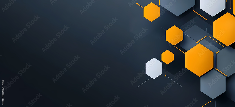 Poster abstract hexagonal pattern on dark background