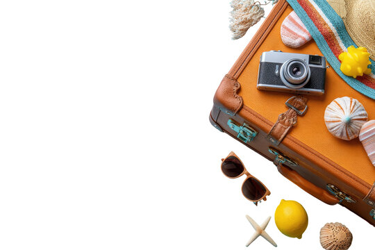 Vintage suitcase, summer essentials, travel prep