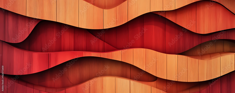 Aufkleber abstract wavy layers with warm gradient colors, resembling a textured wooden surface, creating a mod