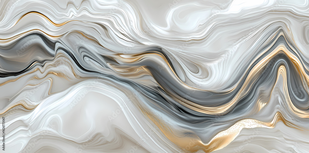 Aufkleber elegant abstract background featuring dynamic liquid art patterns with flowing white, grey, and gold