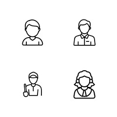 Four simple line icons people with different hairstyles clothing person woman 1