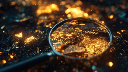 Magnifying glass over fiery debris
