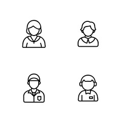 Four simple outline icons people with different hairstyles person woman