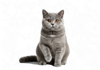 Illustration of grey british shorthair cat sitting isolated on transparent background