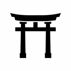 Traditional Japanese torii gate vector silhouette icon.