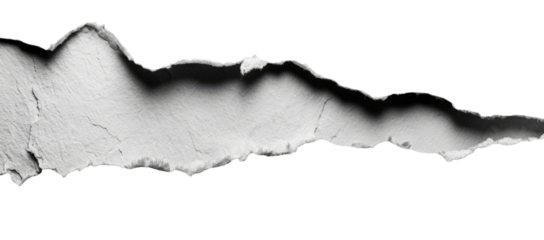 A torn piece of paper against a black background.  The paper has an irregular, jagged edge with a slightly textured surface