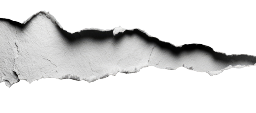 A torn piece of paper against a black background.  The paper has an irregular, jagged edge with a slightly textured surface