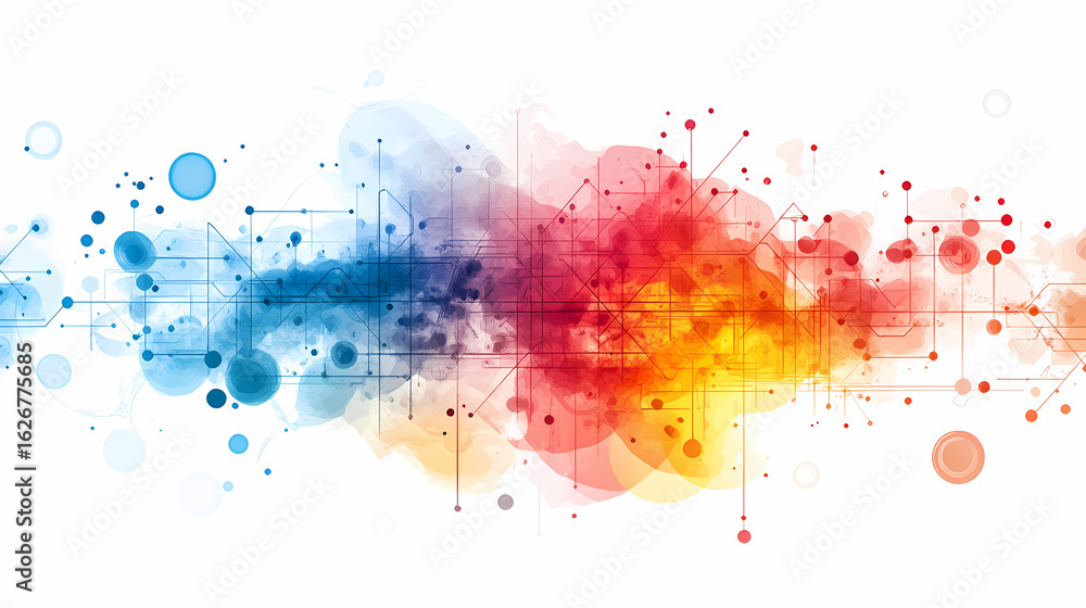 Poster abstract digital transformation colorful connections and data visualization on white background