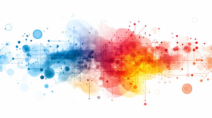 Abstract Digital Transformation Colorful Connections and Data Visualization on White Background