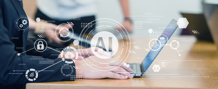 ビジネスシーン、生成AIを活用したデジタルワークフロー、クラウド、DX、デジタルネットワークイメージ