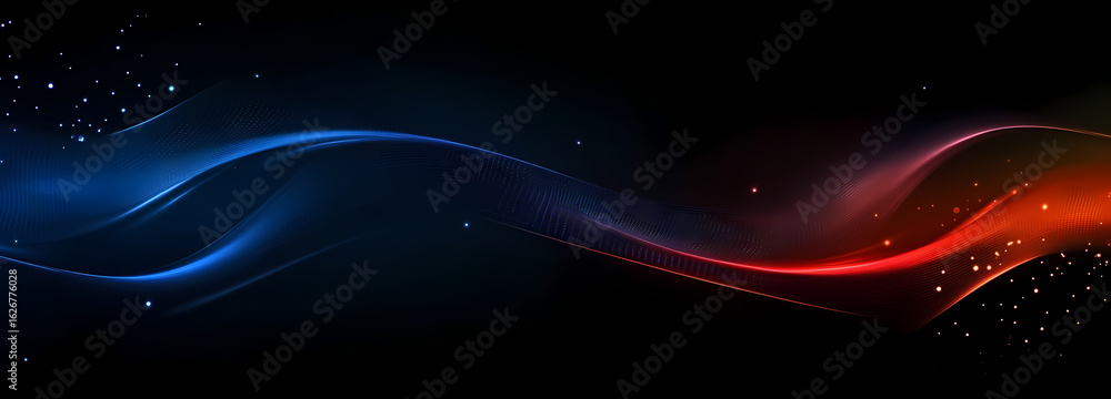 Aufkleber dynamic abstract background with glowing blue and red light trails swirling elegantly amidst digital