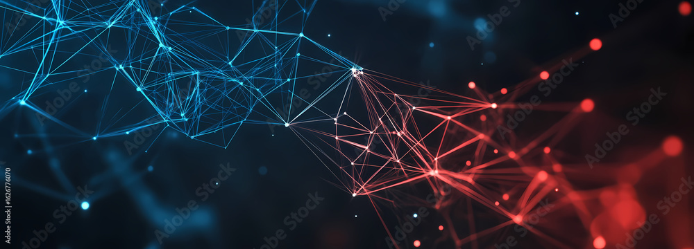 Poster dynamic digital network illustration showcasing intricate data connections and complex technological