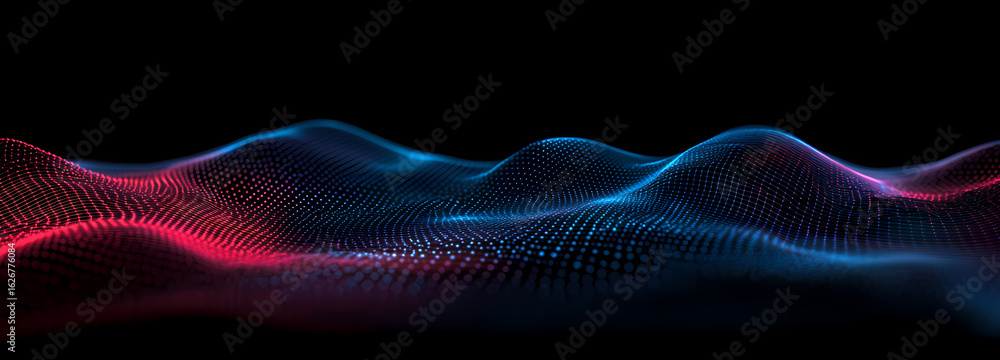 Poster abstract red and blue wave particle background