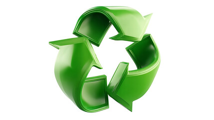 Fototapeta premium Glossy green recycling symbol rendered in three dimensions three dimensional