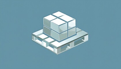 A pallet loaded with white cubes on a muted background