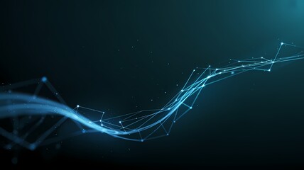  An abstract digital background with glowing blue and white light waves.