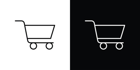 Shopping cart icon, outline vector sign, logo design download © Pop