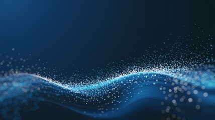  An abstract digital background with glowing blue and white light waves.