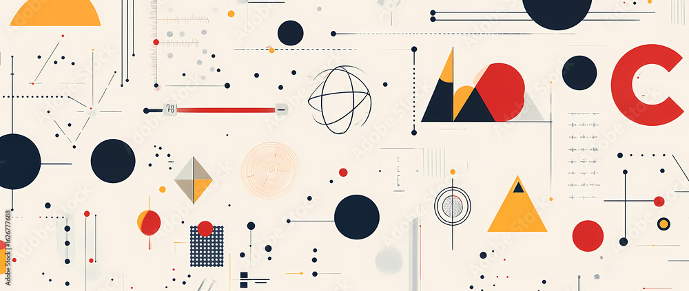 Poster abstract digital banner showcasing complex data visualization, network connections, and geometric an