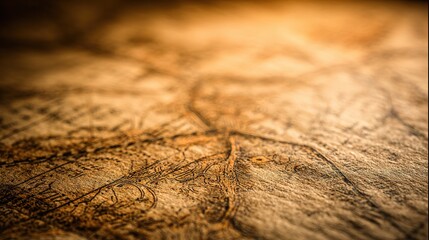 Fototapeta premium Vintage Fantasy Map on Tea-Stained Parchment Flat Lay with Hand-Drawn Details and Warm Sepia Aesthetic
