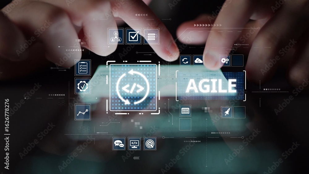 Aufkleber agile project management using teams and agile planning for agile development. agile enables flexibi