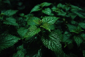 Dramatic Lighting, Intricate Leaf Texture, Natural, Botanical, and Organic