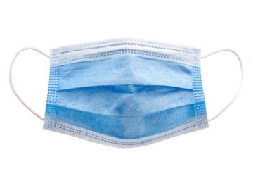 Light-blue disposable face mask, top view