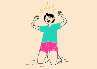 Joyful cartoon character in vibrant colors