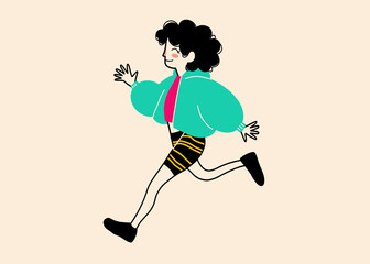 Vibrant illustration of a joyful run in colorful attire