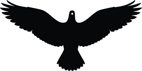 Vector art of silhouette of a bird in flight with outstretched wings against a plain backdrop creating a sense of freedom
