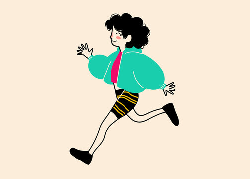 Vibrant illustration of a joyful run in colorful attire