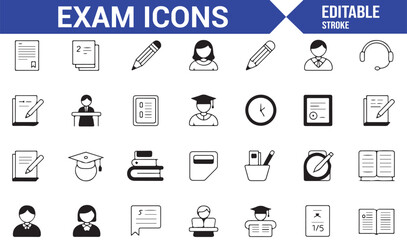 Collection of Study and Test Icons for Educational Graphics