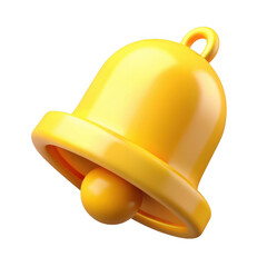 3d yellow notification bell isolated on transparent background
