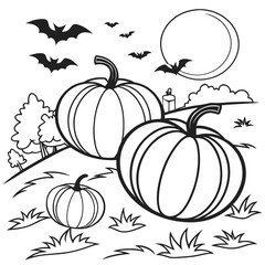 halloween background with pumpkin coloring pages vector illustration of black and white 